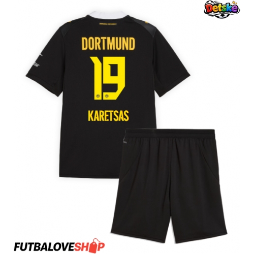 Dres Borussia Dortmund Konstantinos Karetsas #19 Preč pre deti 2026-27 Krátky Rukáv (+ trenírky)